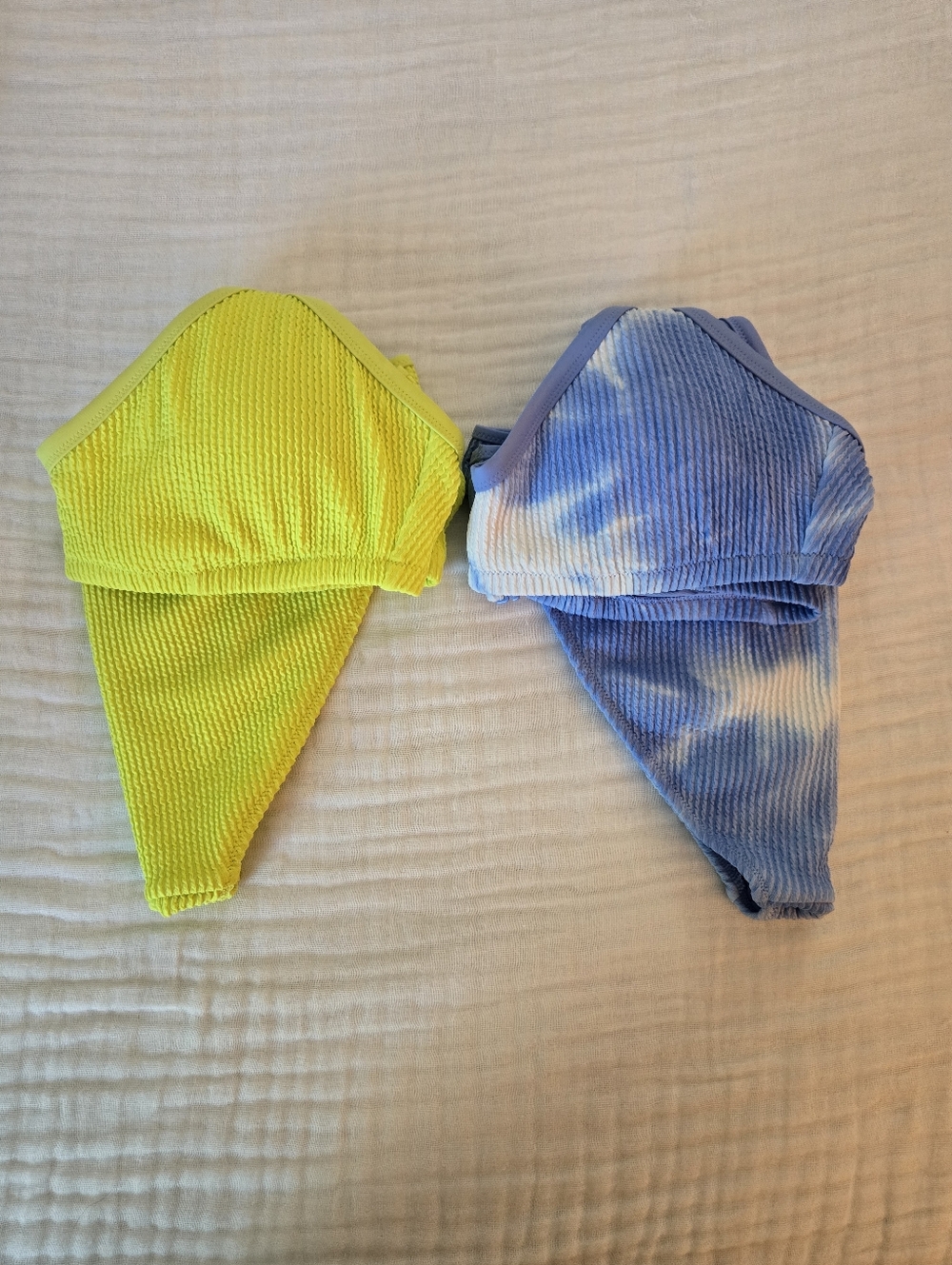 Aerie Neon Yellow & Blue Tye-Dye Bikinis-Set Of 2 (XL Tops/L Bottoms)